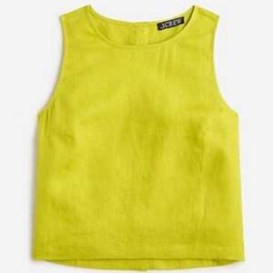 J. Crew Maxine Button-Back Top in Linen Burnished Chartreuse NEW Size XS